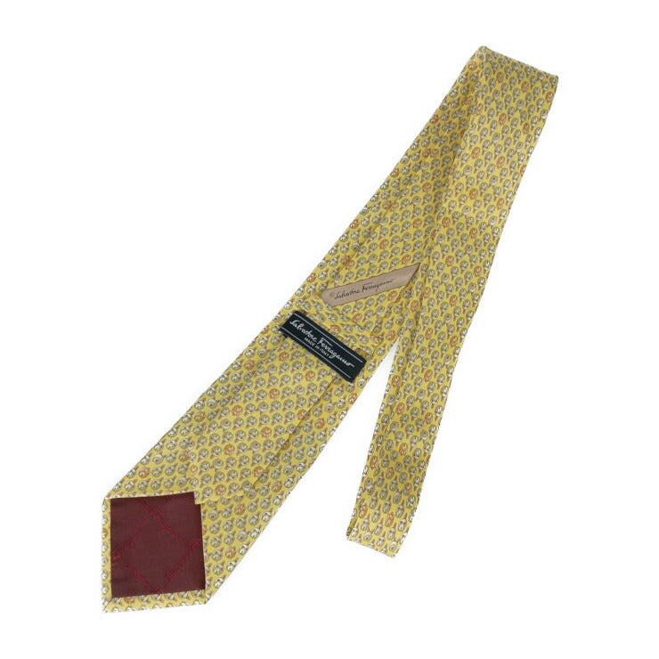 美品 Salvatore Ferragamo サルヴァトーレ フェラガモ ネクタイ ネクタイ - イエロー系 マルチカラー シルク100％ メンズ アニマル柄 総柄
