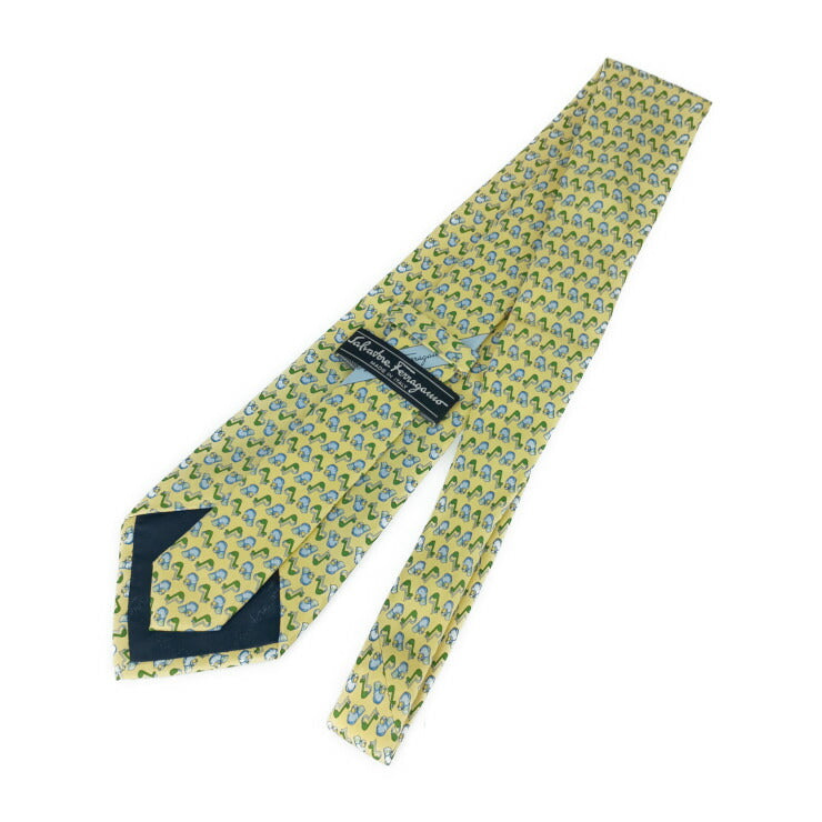 美品 Salvatore Ferragamo サルヴァトーレ フェラガモ ネクタイ ネクタイ - イエロー系 マルチカラー シルク100％ メンズ 鳥柄 総柄