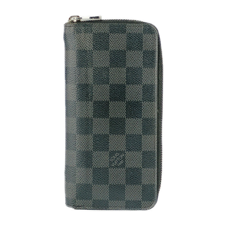 LOUIS VUITTON ルイ ヴィトン 長財布 ポルトフォイユ・ヴァスコ N61653 ブラック グレー シルバー金具 ダミエ・グラフィット キャンバス メンズ ラウンドファスナー