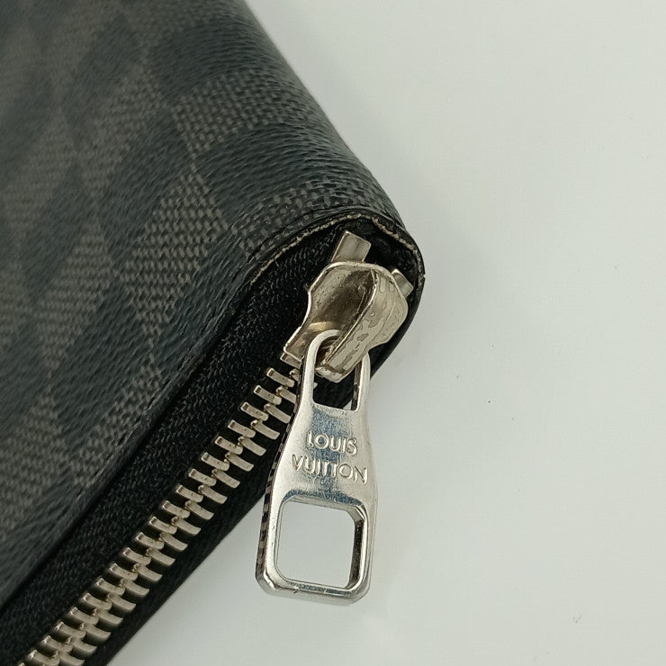 LOUIS VUITTON ルイ ヴィトン 長財布 ポルトフォイユ・ヴァスコ N61653 ブラック グレー シルバー金具 ダミエ・グラフィット キャンバス メンズ ラウンドファスナー
