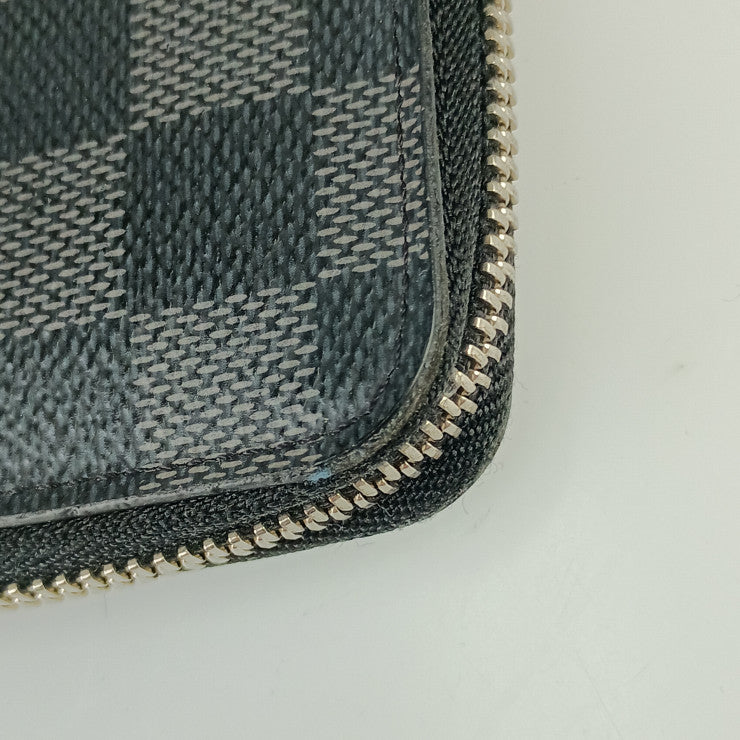 LOUIS VUITTON ルイ ヴィトン 長財布 ポルトフォイユ・ヴァスコ N61653 ブラック グレー シルバー金具 ダミエ・グラフィット キャンバス メンズ ラウンドファスナー