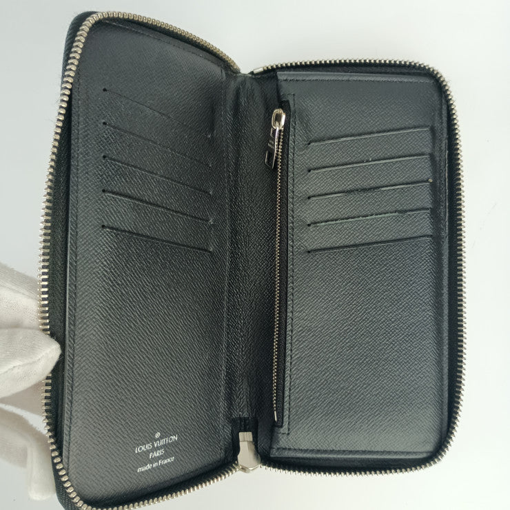 LOUIS VUITTON ルイ ヴィトン 長財布 ポルトフォイユ・ヴァスコ N61653 ブラック グレー シルバー金具 ダミエ・グラフィット キャンバス メンズ ラウンドファスナー