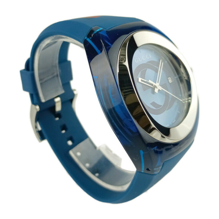 超美品 GUCCI グッチ 腕時計 SYNC シンク YA137104 ブルー プラスチック ステンレス ラバー メンズ クオーツ