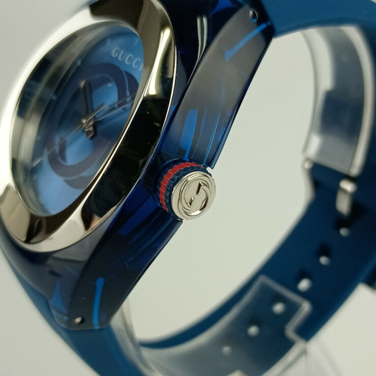 超美品 GUCCI グッチ 腕時計 SYNC シンク YA137104 ブルー プラスチック ステンレス ラバー メンズ クオーツ