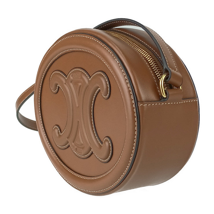 超美品 CELINE セリーヌ ショルダーバッグ キュイル トリオンフ オーバルバッグ 198603DXC 04LU/TAN ブラウン系 スムースカーフ レディース クロスボディバッグ
