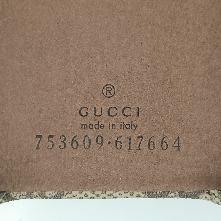 新品未使用展示品 GUCCI グッチ スマホカバー オフィディア iPhone14 ケース 753609 ベージュ＆エボニー GGスプリーム キャンバス ユニセックス