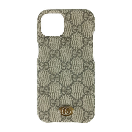 新品未使用展示品 GUCCI グッチ スマホカバー iPhone14ケース 753609 ベージュ＆エボニー GGスプリーム キャンバス ユニセックス