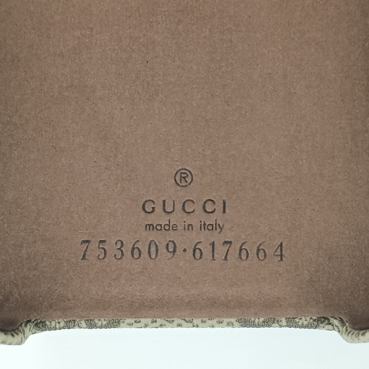 新品未使用展示品 GUCCI グッチ スマホカバー iPhone14ケース 753609 ベージュ＆エボニー GGスプリーム キャンバス ユニセックス