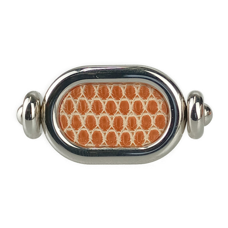 超美品 HERMES エルメス 指輪 リング オデッセイ - シルバー オレンジ メタル リザード レディース 約7号