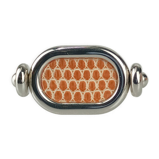 超美品 HERMES エルメス 指輪 リング オデッセイ - シルバー オレンジ メタル リザード レディース 約7号