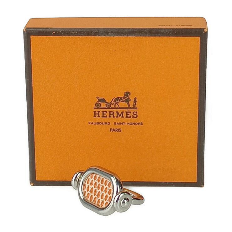 超美品 HERMES エルメス 指輪 リング オデッセイ - シルバー オレンジ メタル リザード レディース 約7号