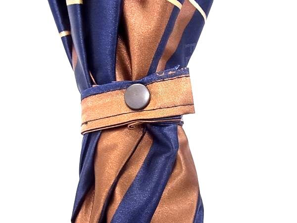 FENDI フェンディ 長傘 ズッカ - ネイビー×ブラウン レディース 雨傘 ストライプ ゴールド金具