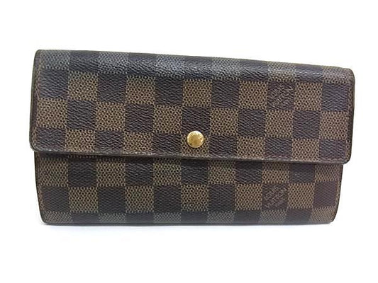 LOUIS VUITTON ルイヴィトン 財布 ダミエ ポルトフォイユ サラ N61726 エベヌ PVC レザー ユニセックス 二つ折り 長財布 ゴールド金具