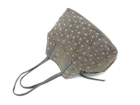 JIMMY CHOO ジミーチュウ ショルダーバッグ サシャM - グレー系 スエード レディース スタースタッズ シルバー金具