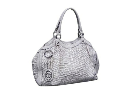 GUCCI グッチ ハンドバッグ グッチシマ ディアマンテ 211944 アイボリー ストロー×レザー レディース シルバー金具