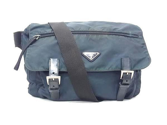 PRADA プラダ ショルダーバッグ トライアングルロゴ BT6671 ネイビー ナイロン ユニセックス 三角ロゴプレート シルバー金具