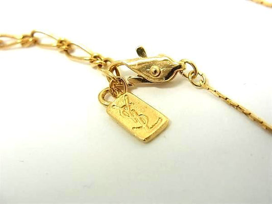 Yves Saint Laurent イヴサンローラン ペンダント ネックレス - ゴールド メタル ビジュー レディース ヴィンテージ 美品