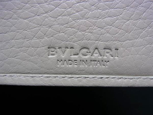 BVLGARI ブルガリ 二つ折り財布 長財布 - ブラック系×アイボリー系 キャンバス×レザー メンズ ロゴプレート 札入れ シルバー金具 美品