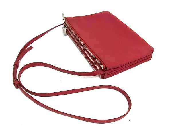 CELINE セリーヌ ショルダーバッグ トリオ ラージ - レッド系 レザー レディース 美品