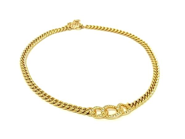 Christian Dior クリスチャンディオール ネックレス チェーンネックレス - ゴールド メタル ラインストーン レディース