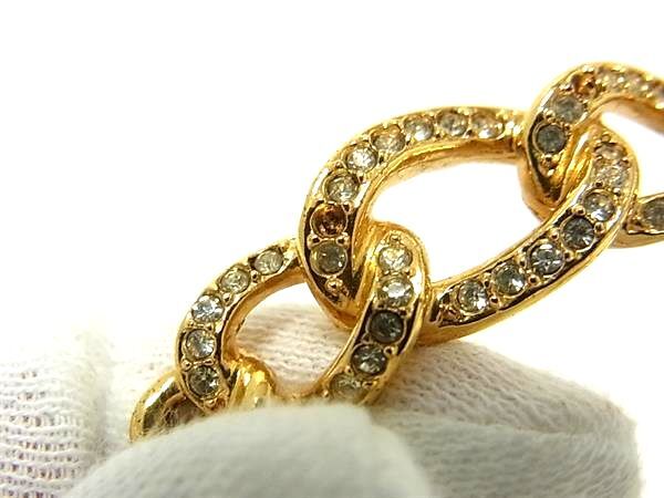 Christian Dior クリスチャンディオール ネックレス チェーンネックレス - ゴールド メタル ラインストーン レディース