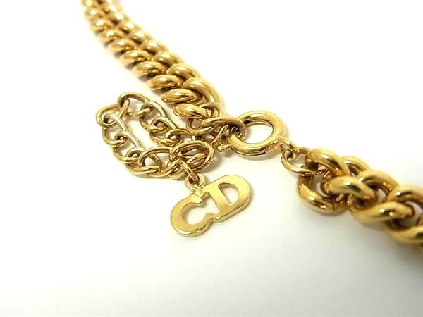 Christian Dior クリスチャンディオール ネックレス チェーンネックレス - ゴールド メタル ラインストーン レディース