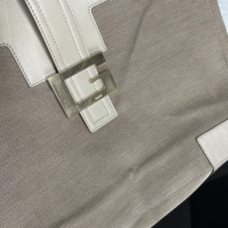 GUCCI グッチ ハンドバッグ Gロゴ トートバッグ 002 1109 001998 ベージュ系 キャンバス×レザー レディース