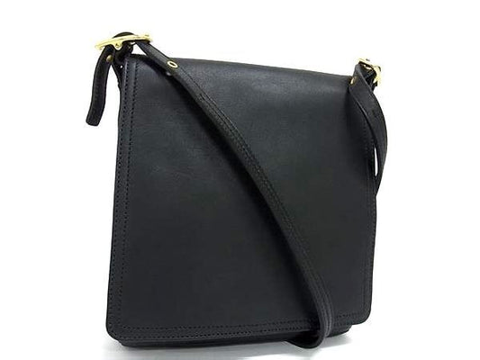 COACH コーチ ショルダーバッグ ポシェット 9821 ブラック レザー ユニセックス オールドコーチ ゴールド金具 美品