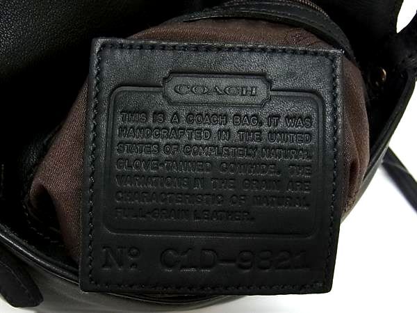 COACH コーチ ショルダーバッグ ポシェット 9821 ブラック レザー ユニセックス オールドコーチ ゴールド金具 美品