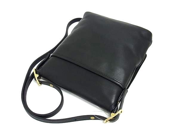 COACH コーチ ショルダーバッグ ポシェット 9821 ブラック レザー ユニセックス オールドコーチ ゴールド金具 美品