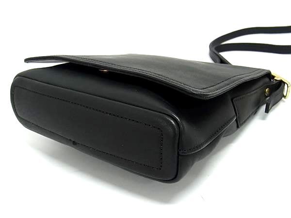 COACH コーチ ショルダーバッグ ポシェット 9821 ブラック レザー ユニセックス オールドコーチ ゴールド金具 美品