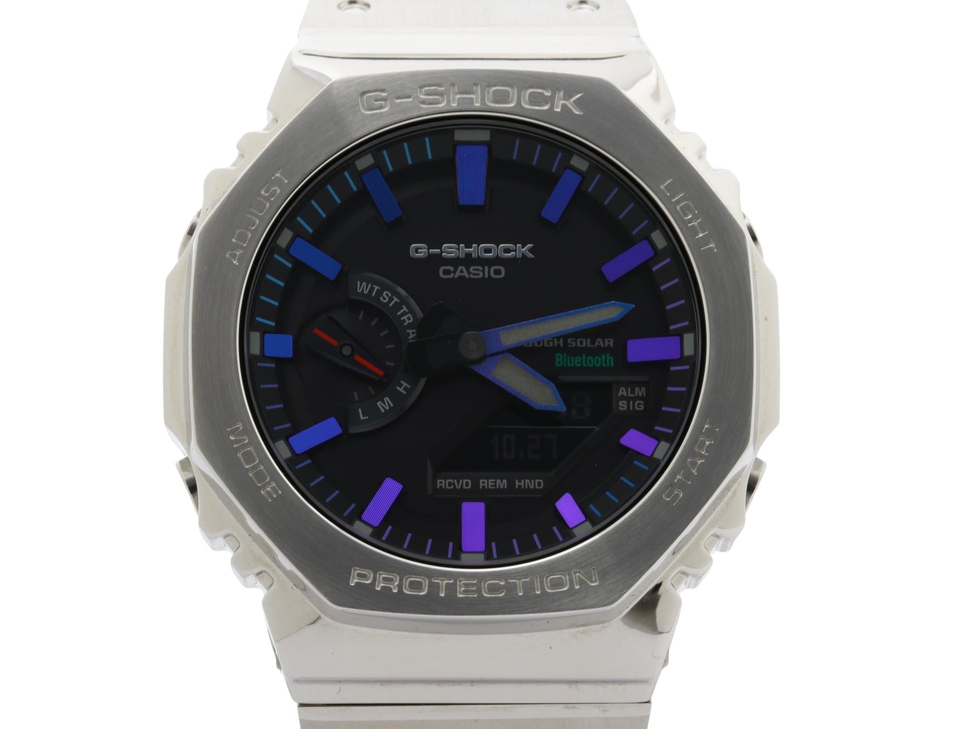 CASIO カシオ 腕時計 GSHOCK レインボーカラーアクセント マスターピースデザインモデル GMB2100PC1AJF ブラック文字盤 シルバー SS メンズ アナデジ 美品