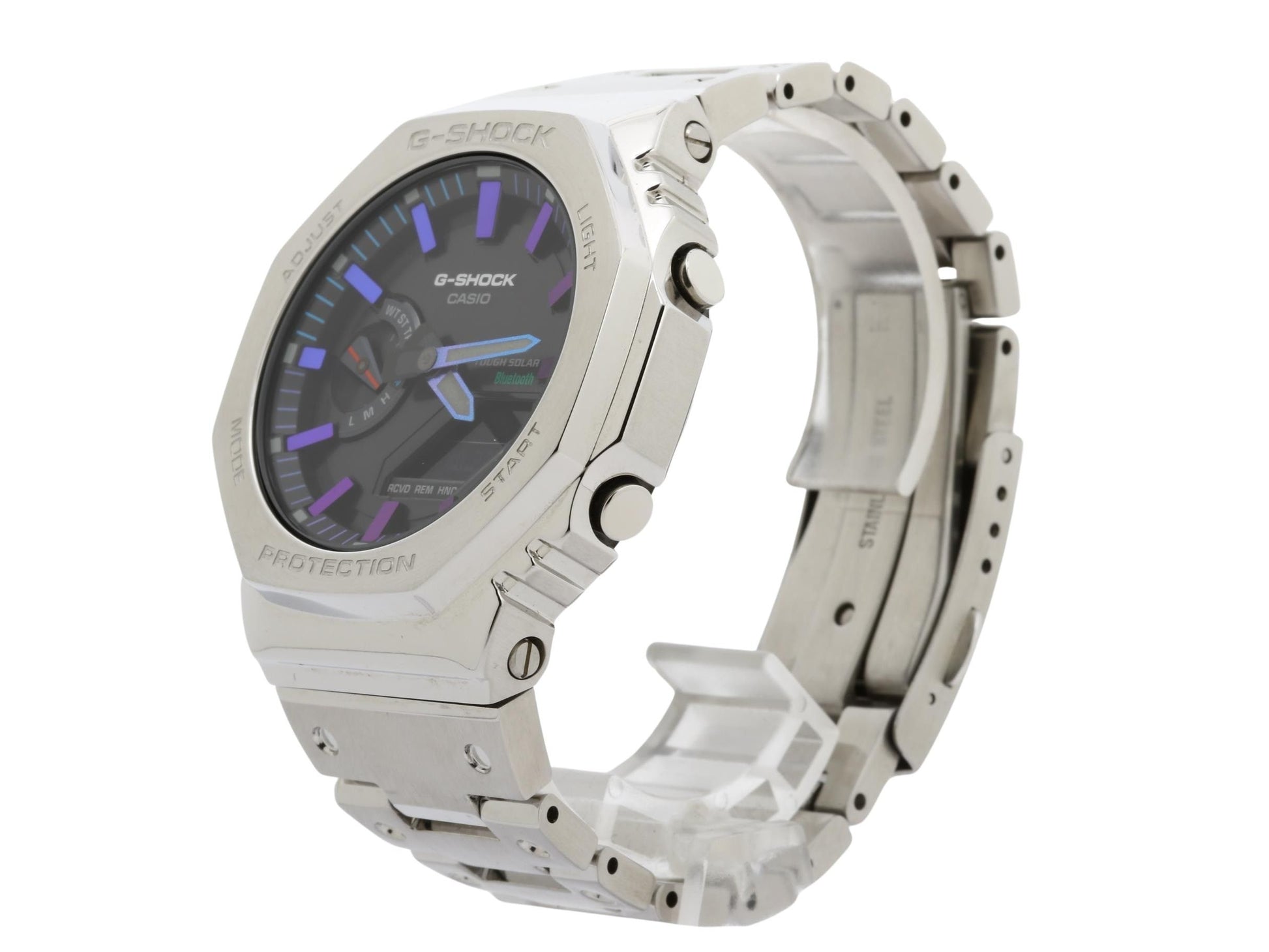 CASIO カシオ 腕時計 GSHOCK レインボーカラーアクセント マスターピースデザインモデル GMB2100PC1AJF ブラック文字盤 シルバー SS メンズ アナデジ 美品