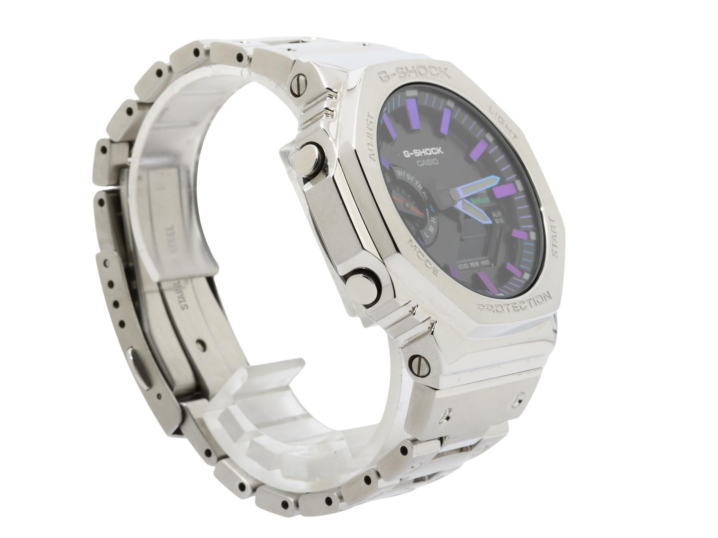 CASIO カシオ 腕時計 GSHOCK レインボーカラーアクセント マスターピースデザインモデル GMB2100PC1AJF ブラック文字盤 シルバー SS メンズ アナデジ 美品