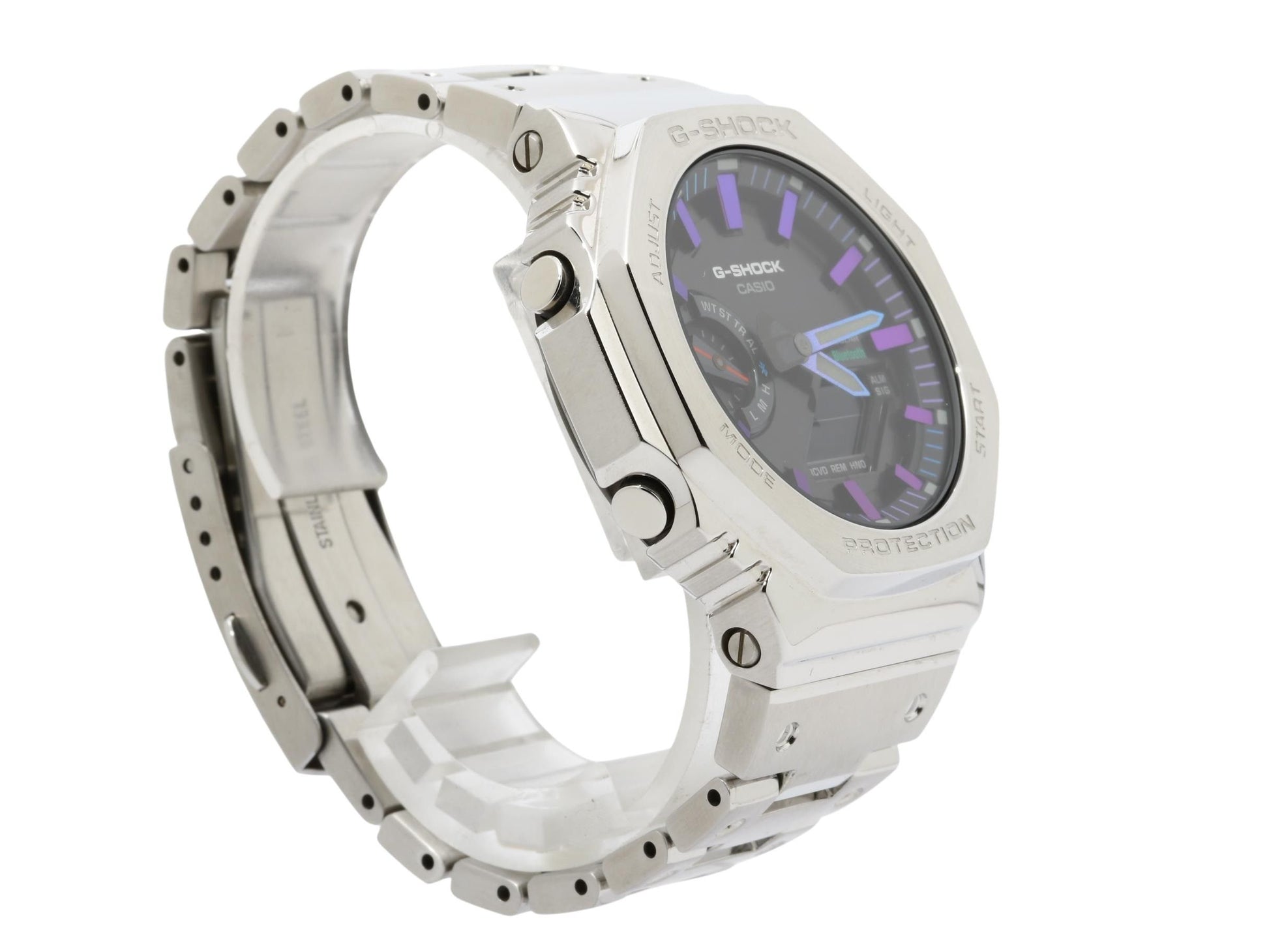 CASIO カシオ 腕時計 GSHOCK レインボーカラーアクセント マスターピースデザインモデル GMB2100PC1AJF ブラック文字盤 シルバー SS メンズ アナデジ 美品