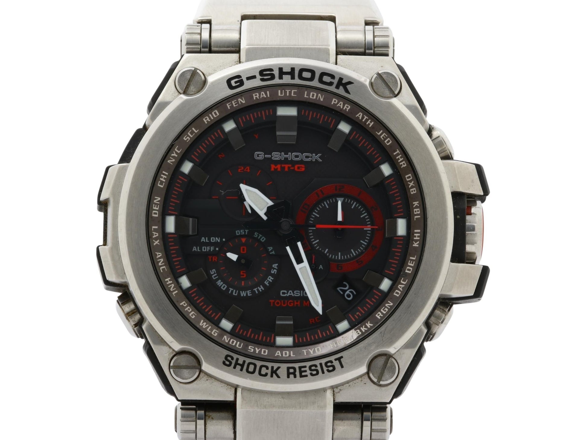 CASIO カシオ 腕時計 GSHOCK MTGS1000D1A4JF シルバー ブラック文字盤 レッド SS/樹脂 メンズ アナログ