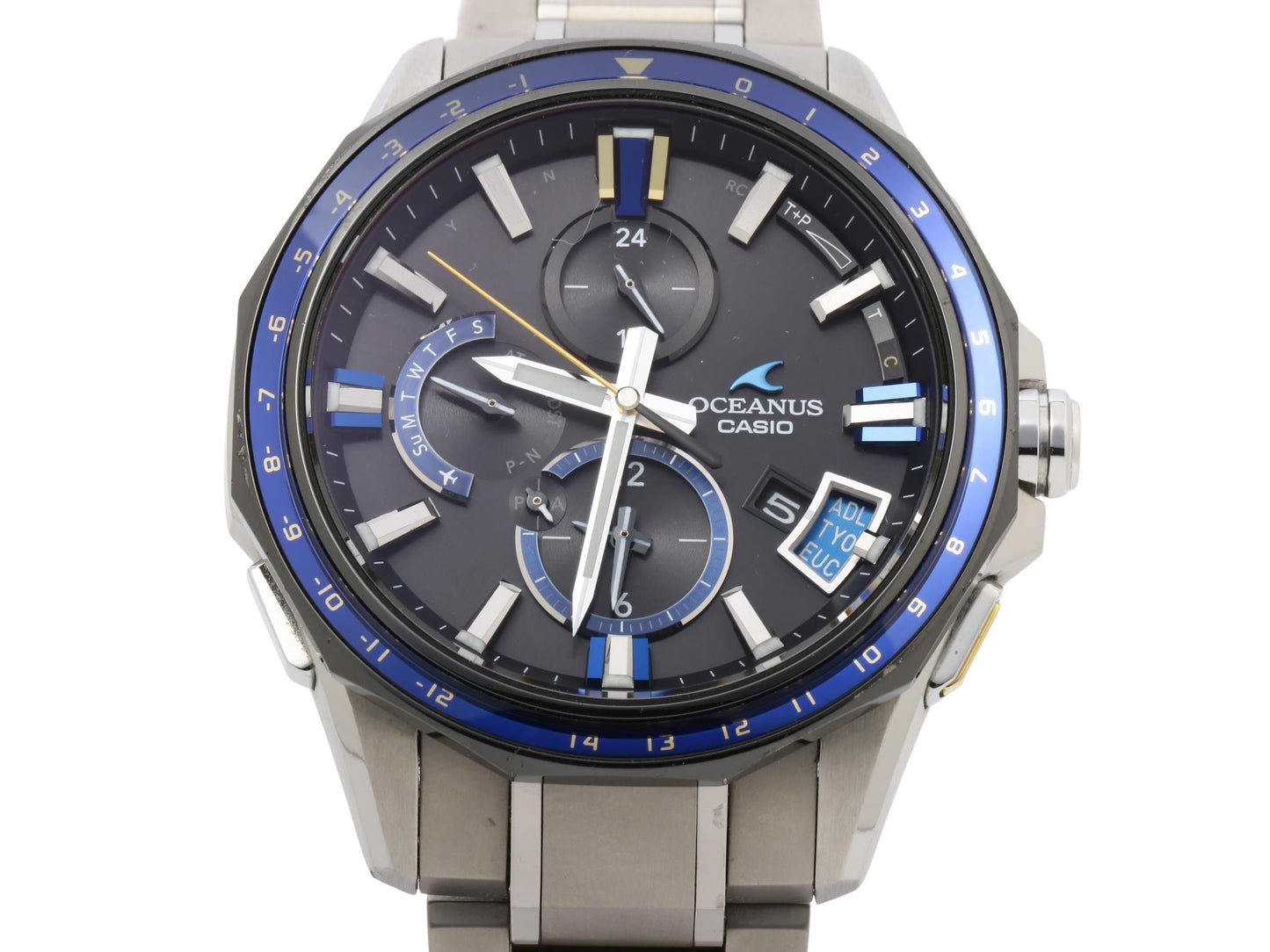 CASIO カシオ 腕時計 オシアナス OCWG2000G1AJF ブラック文字盤 シルバー チタン メンズ アナログ 美品