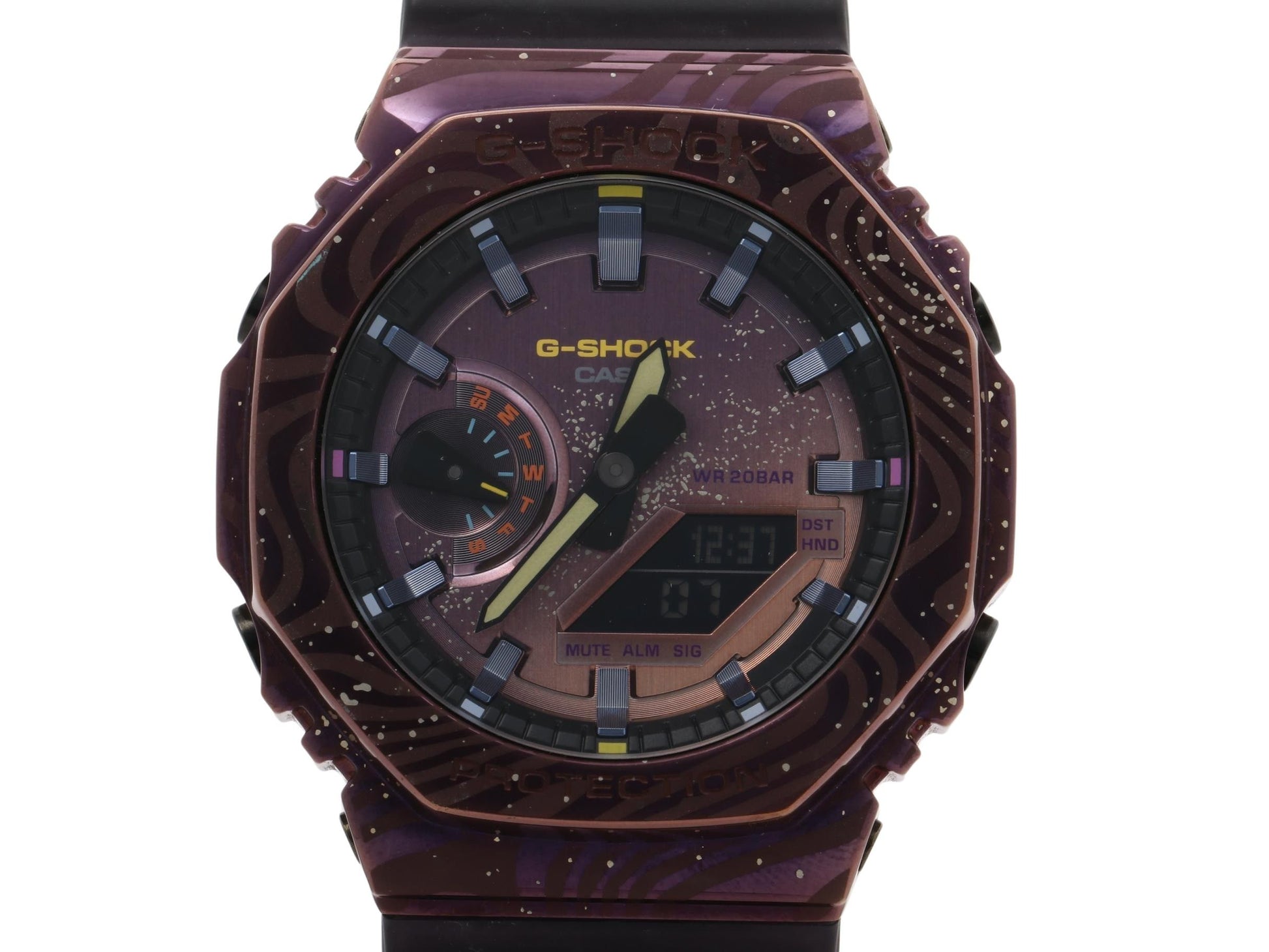 CASIO カシオ 腕時計 GSHOCK ANALOGDIGITAL 2100 Series GM2100MWG1AJR パープル SS/樹脂 メンズ ミルキーウェイギャラクシー 天の川銀河 アナデジ 美品