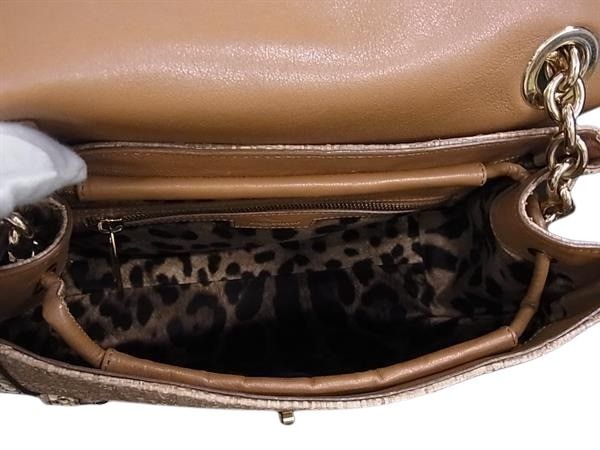 DOLCE＆GABBANA ドルチェアンドガッバーナ ハンドバッグ ブラウン系 パイソン ストロー レディース カデナ 2WAY ゴールド金具