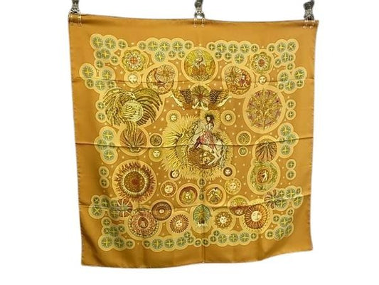 HERMES エルメス スカーフ カレ90 マルチカラー シルク100% レディース LE ROY SOLEIL 太陽王 美品