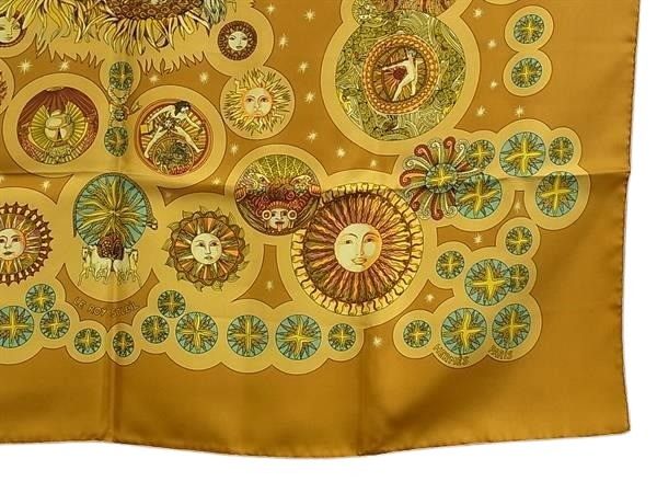 HERMES エルメス スカーフ カレ90 マルチカラー シルク100% レディース LE ROY SOLEIL 太陽王 美品