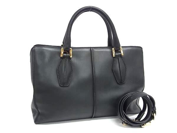 TODS トッズ ハンドバッグ Dキューブ ブラック レザー レディース 2WAY