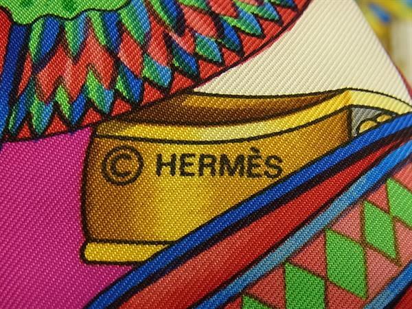 HERMES エルメス スカーフ カレ90 マルチカラー シルク100% レディース LES RUBANS DU CHEVAL 馬のリボン 美品