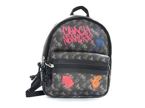 COACH コーチ リュックサック ホースアンドキャリッジ F84225 ブラック系 PVC レザー ユニセックス 美品