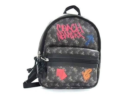 COACH コーチ リュックサック ホースアンドキャリッジ F84225 ブラック系 PVC レザー ユニセックス 美品
