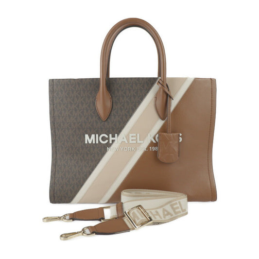 美品 Michael Kors マイケルコース MIRELLA EW ミレラ トートバッグ 35R3G7ZT8L PVC レザー ブラウン系 2WAY ショルダーバッグ