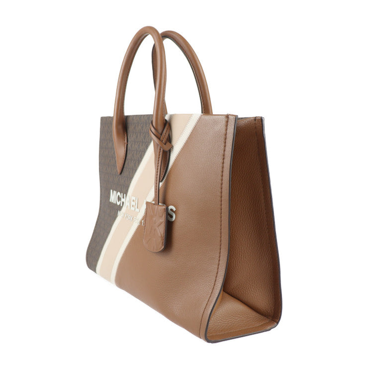 美品 Michael Kors マイケルコース MIRELLA EW ミレラ トートバッグ 35R3G7ZT8L PVC レザー ブラウン系 2WAY ショルダーバッグ