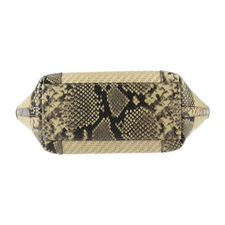 美品 Michael Kors マイケルコース Izzy Medium イジー ミディアム トートバッグ 30T1GZYT8W ストロー パイソン型押しレザー ナチュラル ゴールド金具 ショルダーバッグ