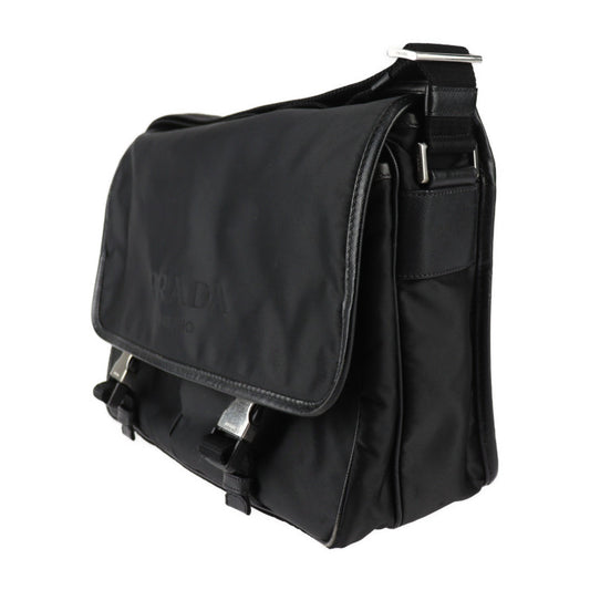 PRADA プラダ メッセンジャーバッグ ショルダーバッグ 2VD768 ナイロン レザー ブラック シルバー金具 クロスボディバッグ ロゴ