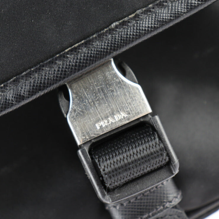 PRADA プラダ メッセンジャーバッグ ショルダーバッグ 2VD768 ナイロン レザー ブラック シルバー金具 クロスボディバッグ ロゴ